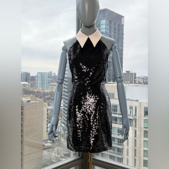🆕 BRONX & BANCO 🧿 NWOT Wednesday Black Sequin Halterneck Mini Dress Sz XS US 2 - Picture 3 of 14